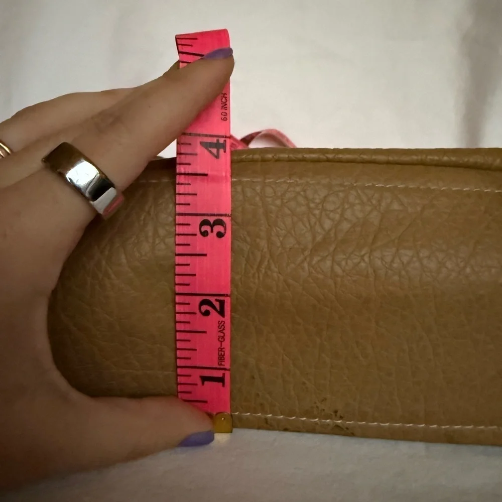 Strada Tan Beige Leather Braided Handle Boho Hobo Purse